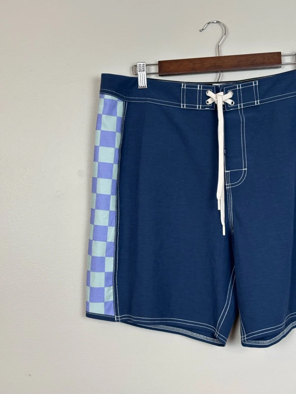 Quicksilver Board Shorts Mens 36 Blue Original Checkered Surf‎ Beach 7.5